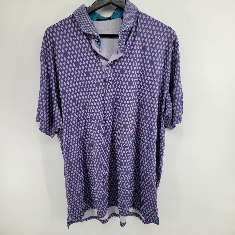 Greyson Purple Diamond Pattern Polo Shirt